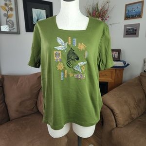 Cabin Creek Embroidered Zebra T-shirt